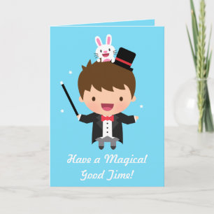 Carte Joyeux Anniversaire Magicien Boy Magic Bunny Trick