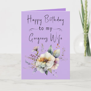 Carte Joyeux anniversaire magnifique femme fleurs violet