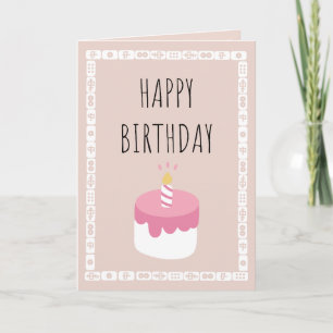 Carte Joyeux anniversaire - mahjong tuiles et gâteau ros