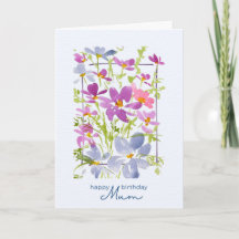 Joyeux anniversaire maman aquarelle fleur sauvage