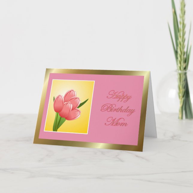 Carte Joyeux anniversaire maman avec tulip (Devant)