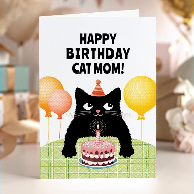 Carte Joyeux Anniversaire maman de chat avec petit (Créateur téléchargé)