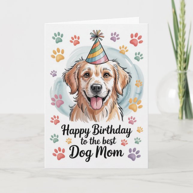 Carte Joyeux Anniversaire Maman de Chien Retriever Doré  (Devant)
