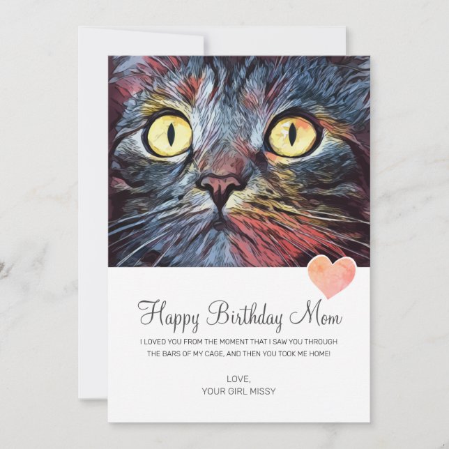 Carte Joyeux Anniversaire Maman de Secourt Chat (Devant)