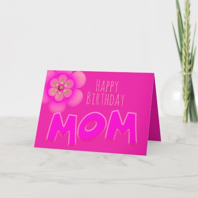 Carte Joyeux Anniversaire maman en amusant, texte rose v (Devant)