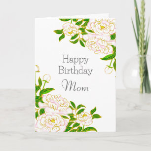 Carte Joyeux anniversaire maman Fleur blanche