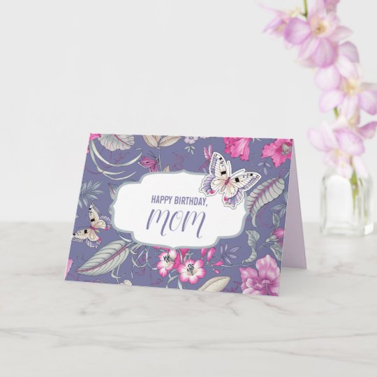 Carte Joyeux Anniversaire Maman Fleurs Et Papillons Zazzle Fr