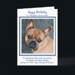 Carte Joyeux Anniversaire Maman Funny Chien Mondes Meill<br><div class="desc">Joyeux anniversaire, la meilleure mère de chien de tous les temps ! Donnez à maman un Carte photo de animal de compagnie personnalisé mignon et drôle de son enfant de fourrure cet anniversaire. "Si quelqu’un d’autre était ma mère, je mâcherais leurs chaussures, je fouetterais sur leur tapis et je te...</div>