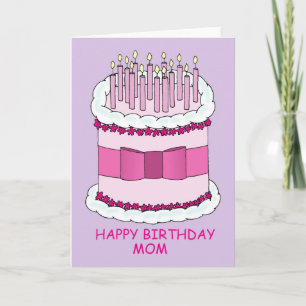 Carte Joyeux anniversaire maman gâteau et bougies