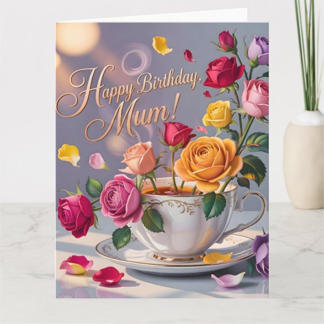 Carte Joyeux Anniversaire Maman Message avec Roses (Devant)