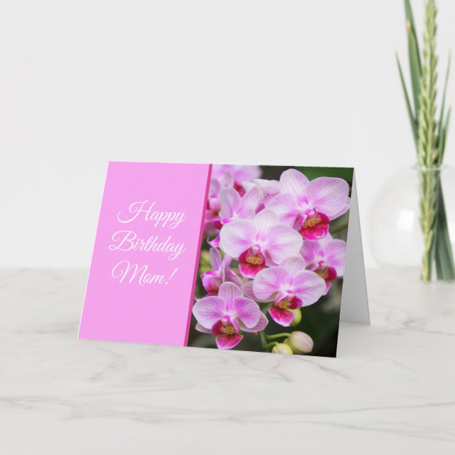 Carte Joyeux Anniversaire Maman ! Orchidées roses (Devant)