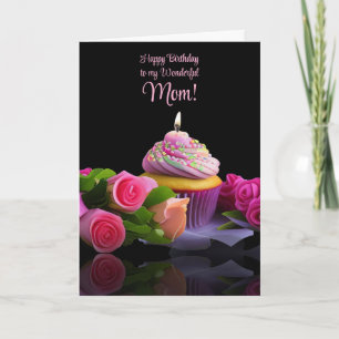 Carte Joyeux anniversaire maman ou mère Roses roses