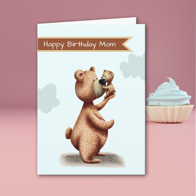 Carte Joyeux Anniversaire Maman Ourson Mignon (Créateur téléchargé)
