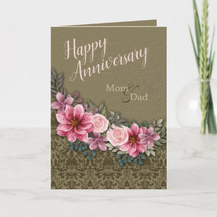 Carte Joyeux Anniversaire Maman Papa Rose rouge sur Ston