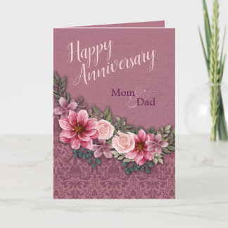 Carte Joyeux Anniversaire Maman Papa Roses Roses Rose Ro