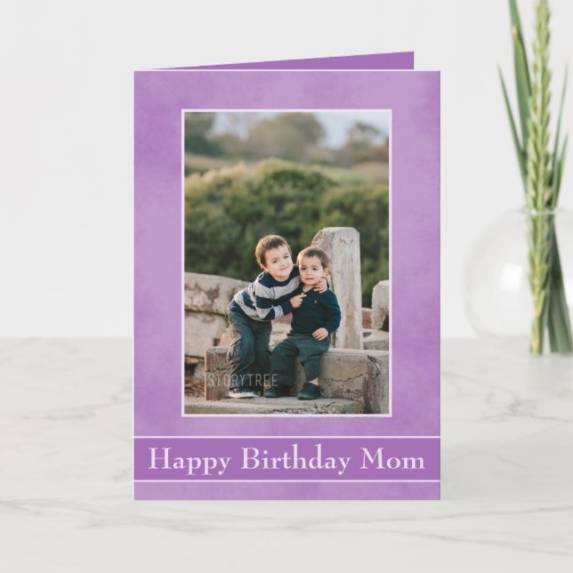 Carte Joyeux Anniversaire Maman Photo Violet  (Devant)