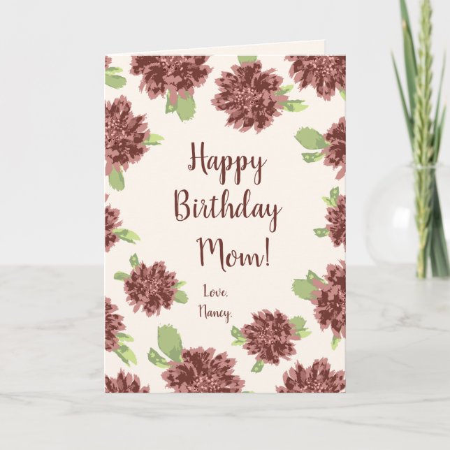 Carte Joyeux Anniversaire Maman - Red Daisies Frame. Car (Devant)