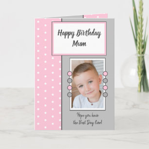 Carte Joyeux anniversaire maman rose et gris photo