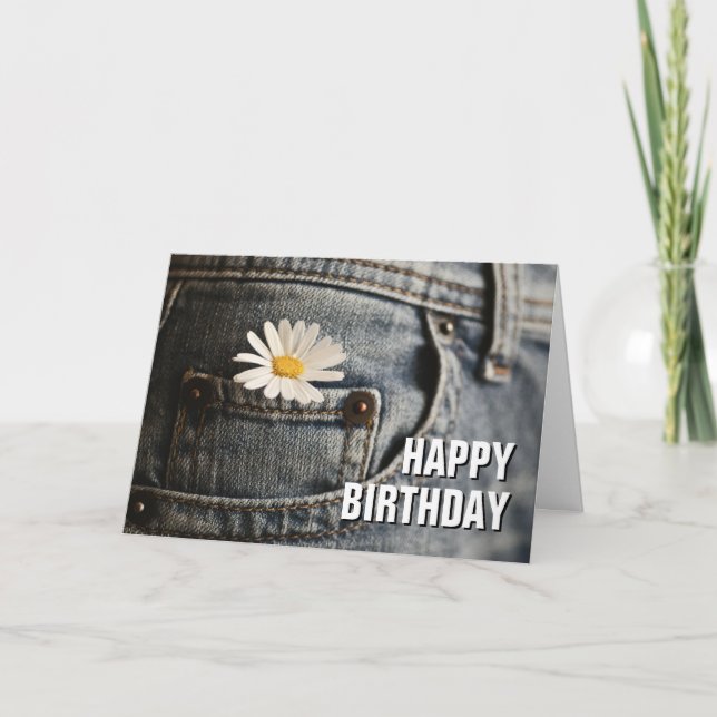 Carte Joyeux Anniversaire | Marguerite dans la poche de  (Devant)
