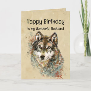 Carte Joyeux Anniversaire Mari Loup, Loups