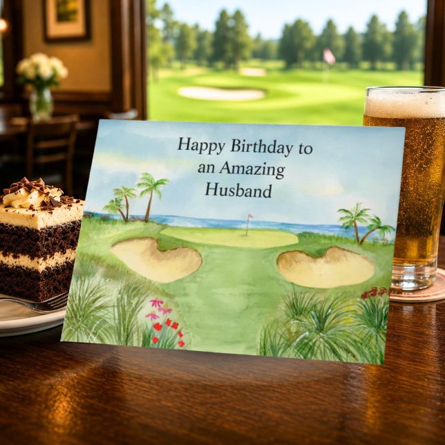 Carte Joyeux Anniversaire Mari Parc de Golf Tropical (Créateur téléchargé)