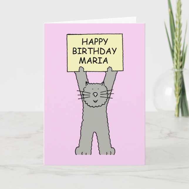 Carte Joyeux anniversaire Maria Cartoon Chat (Devant)
