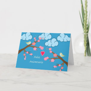 Carte Joyeux anniversaire Mariage en espagnol, Spring Bi