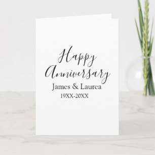Carte Joyeux anniversaire mariage nom date année simple 