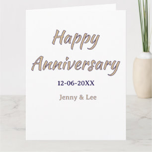 Carte joyeux anniversaire marron gris nom date couple mo