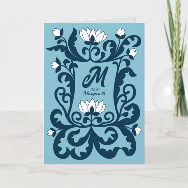 Carte Joyeux Anniversaire médiéval cadre de lettre flora (Devant)