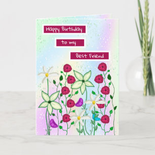 Carte Joyeux Anniversaire Meilleur Ami, Aquarelle Floral