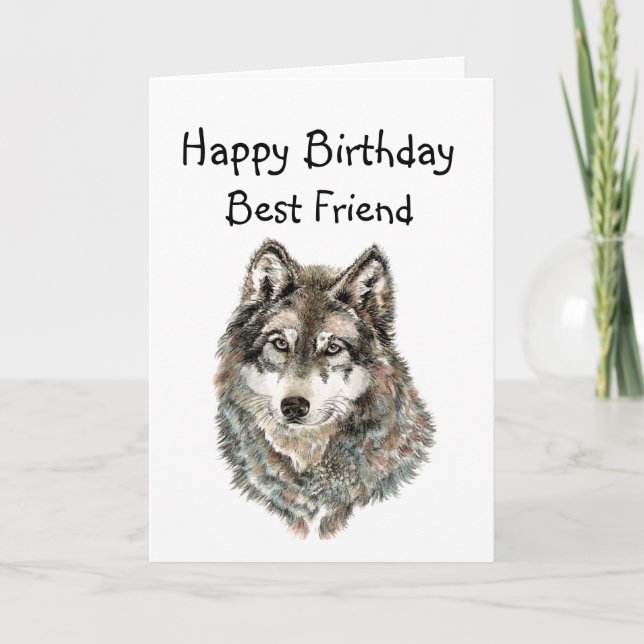 Carte Joyeux Anniversaire, Meilleur Ami Humour Wolf, Lou (Devant)