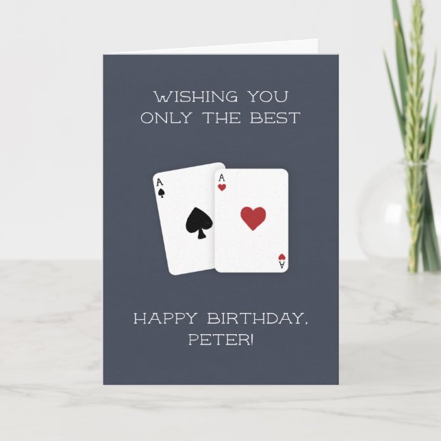 Carte Joyeux Anniversaire Meilleur Poker Démarrage Main  (Devant)