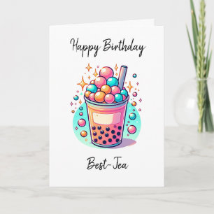 Carte Joyeux anniversaire Meilleur thé Boba Pun