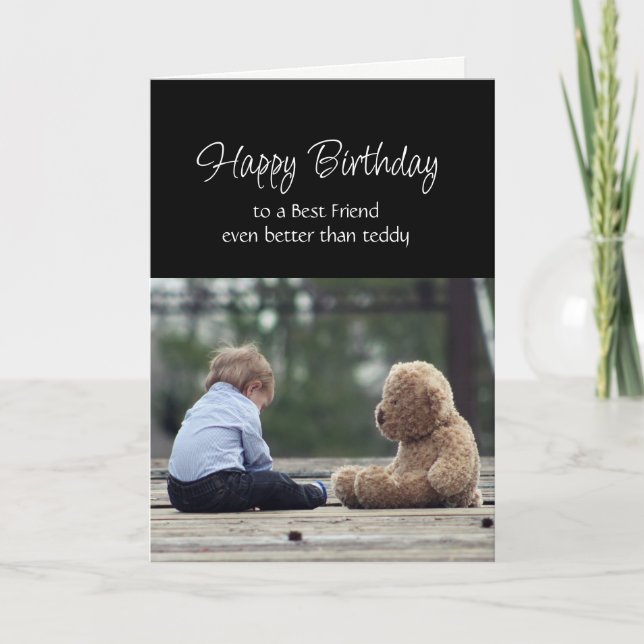Carte Joyeux Anniversaire Meilleure Amie Ourson Mignon (Devant)
