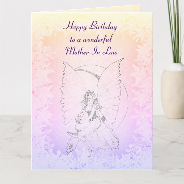 Carte Joyeux anniversaire Mère en droit Design de fée (Devant)