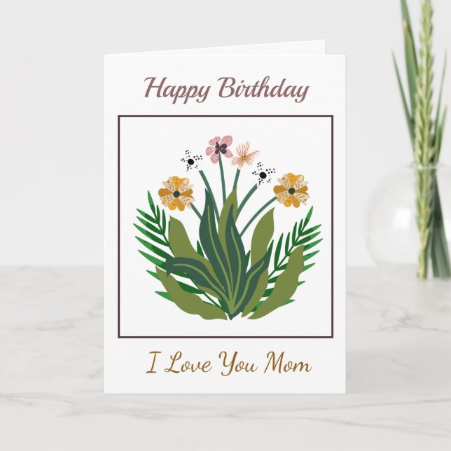 Carte Joyeux anniversaire Mère Fleurs Aquarelle Personna (Devant)