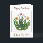 Carte Joyeux anniversaire Mère Fleurs Aquarelle Personna<br><div class="desc">Joyeux Anniversaire Fleurs Mères Aquarelle Carte personnalisée Note a un beau Bouquet floral sur la Carte Note avec un message spécial Anniversaire. Personnalisez avec vos informations et votre message.</div>