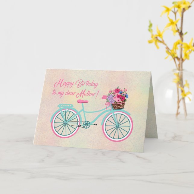 Carte Joyeux Anniversaire Mère Vélos Anciens Fleurs (Fleur jaune)