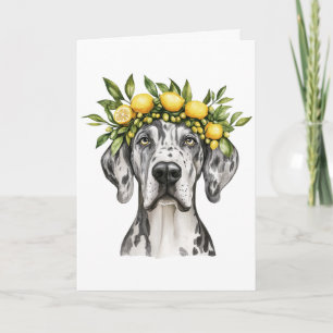 Carte Joyeux anniversaire Merle Great Dane Chien Lemon C