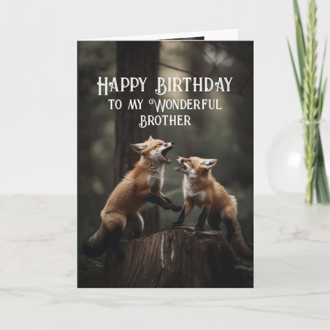 Carte Joyeux Anniversaire Merveilleux Frère Ami Foxes mi (Devant)
