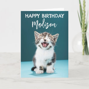 Carte Joyeux anniversaire   Mewing Baby Kitten
