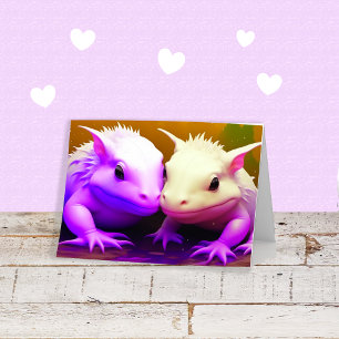 Carte Joyeux Anniversaire mignon Axolotl Couple Aimer l'