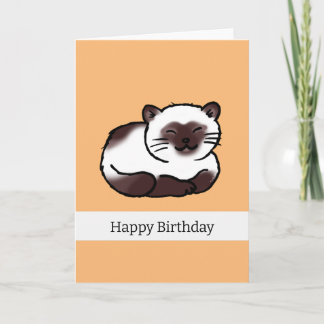 Carte Joyeux anniversaire (mignon chat siamois)