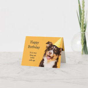 Carte Joyeux Anniversaire mignon Chien vieillissant Fun