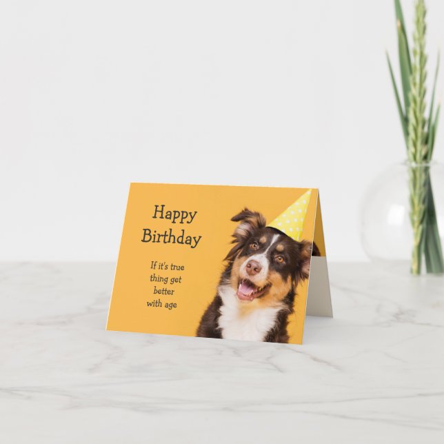 Carte Joyeux Anniversaire mignon Chien vieillissant Fun  (Devant)