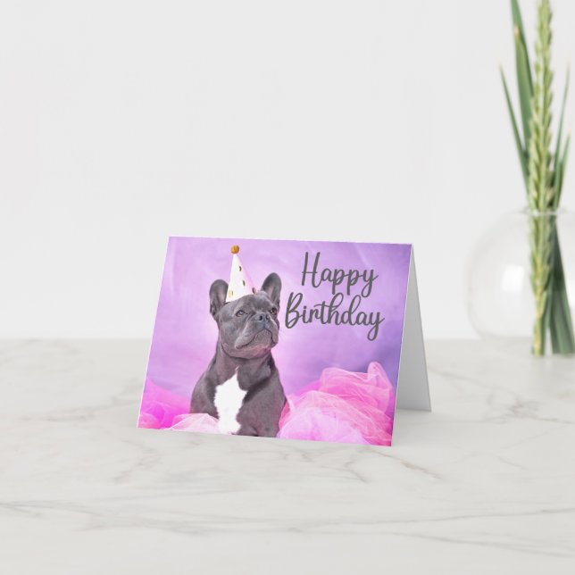 Carte Joyeux Anniversaire mignon Funny French Bulldog (Devant)