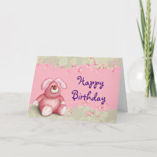 Carte Joyeux Anniversaire Mignon Lapin Rose Avec des Cœu