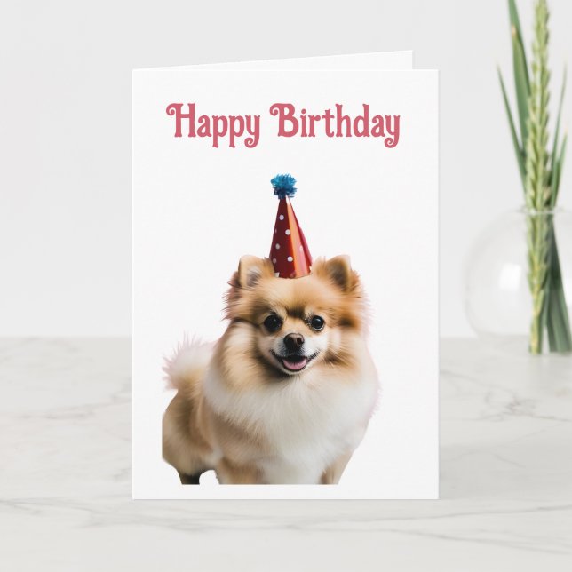 Carte Joyeux anniversaire mignon Pomeranian (Devant)