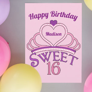 Carte Joyeux anniversaire mignon Sweet sixteen personnal